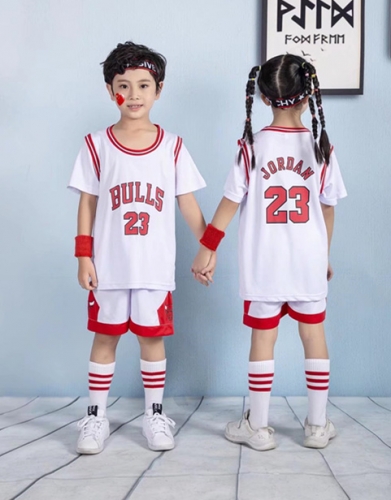 Chicago Bull White #23 NBA Kids/Youth Uniform-SN