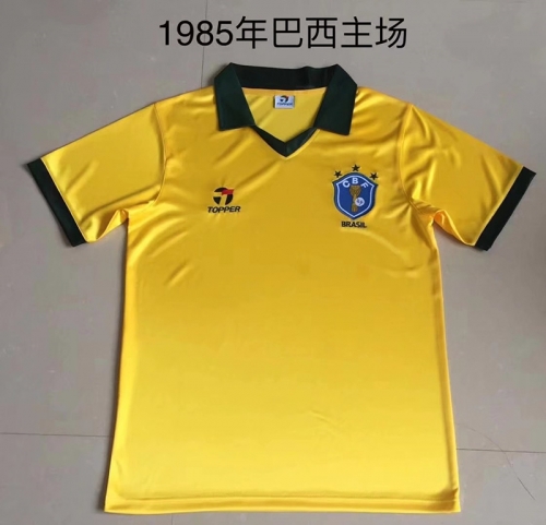 85 Retro Version Brazil Home Yellow Thailand Soccer Jersey AAA-DG