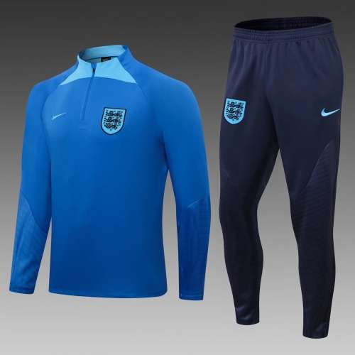 2021-2022 England Blue Thailand Soccer Tracksuit Uniform-411