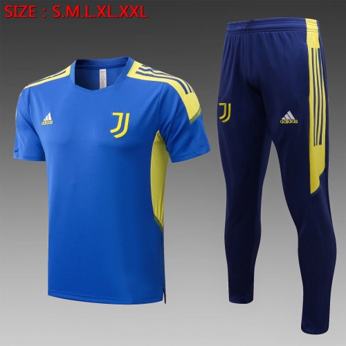 2021/2022 Juventus FC Blue Short-Sleeve Thailand Soccer Tracksuit Uniform-815