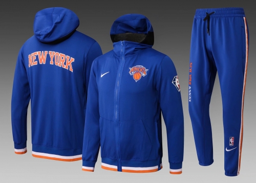 2021-2022 NBA New York Knicks Blue Soccer Jacket Uniform With Hat-815