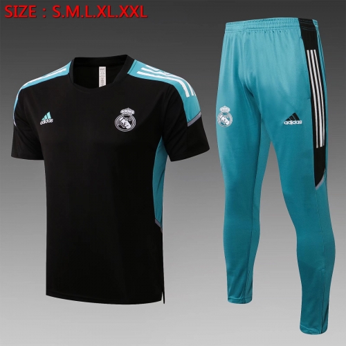 2021/2022 Real Madrid Green & Black Shorts-Sleeve Thailand Tracksuit Uniform-815