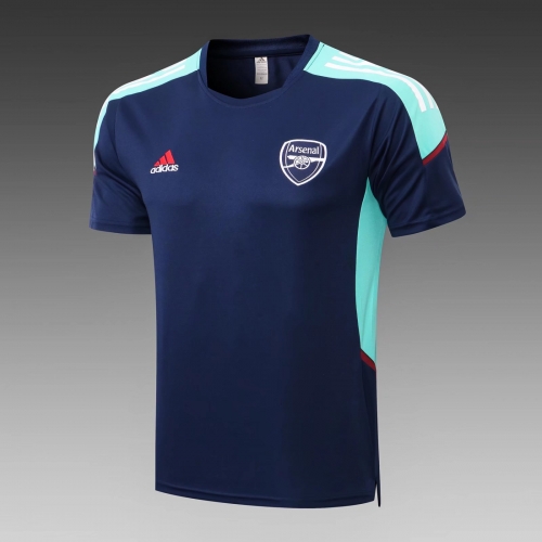 2021-22 Arsenal Royal Blue Shorts-Sleeve Thailand Tracksuit Top-815