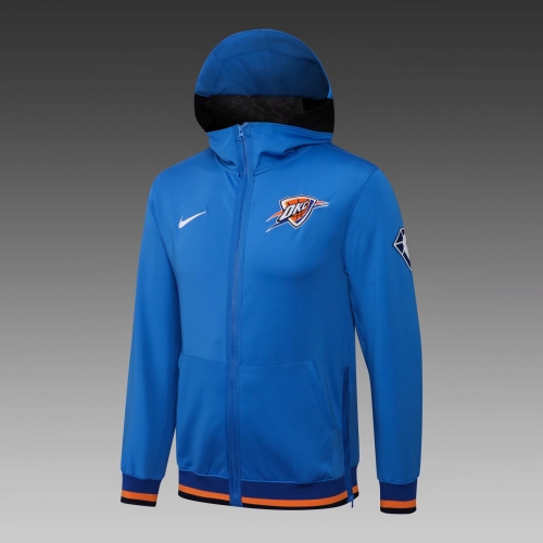 2021-2022 NBA Oklahoma City Thunder Blue Soccer Jacket With Hat-815