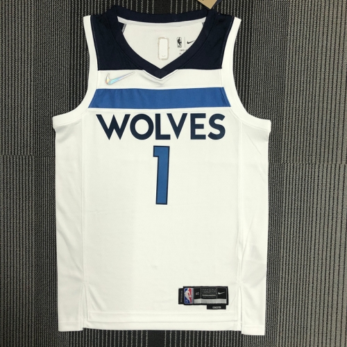 75th Commemorative Edition NBA Minnesota Timberwolves White #1 Jersey-311