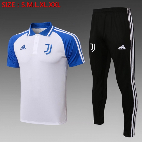 2021/2022 Juventus White & Blue Thailand Soccer Polo Uniform-815