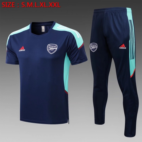 2021-22 Arsenal Royal Blue Shorts-Sleeve Thailand Tracksuit Uniform-815