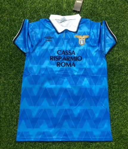 1991-92 Retro Version Lazio Home Blue Thailand Soccer Jersey AAA-407