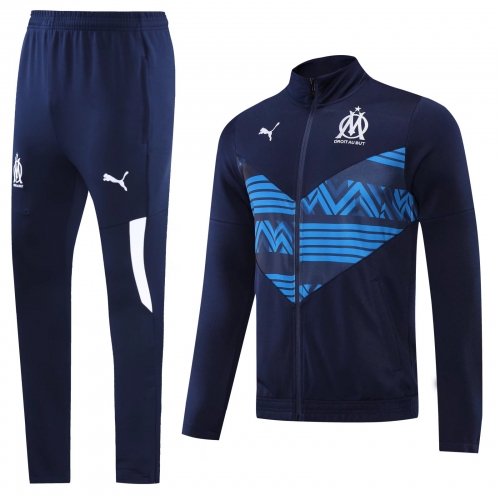 2021-22 Olympique de Marseille Royal Blue Jacket Uniform-LH