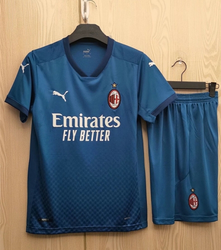 2020-2021 AC Milan 2nd Away Blue Soccer Uniform-TJ