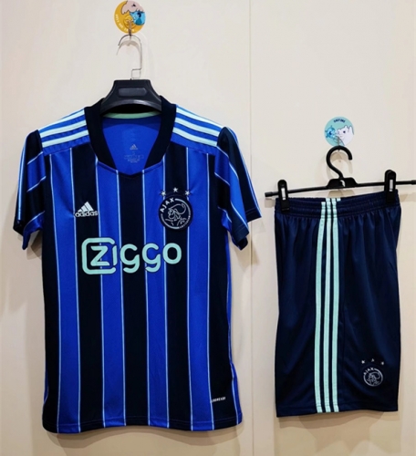 2021-22 Ajax Blue & Black Soccer Uniform-TJ