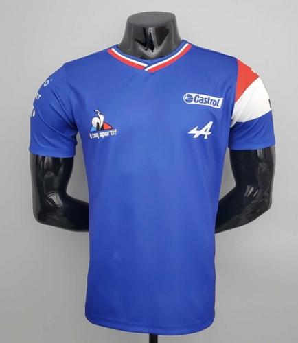 2021-2022 Blue With Red Line Collar Formula One Racing Shirts-805