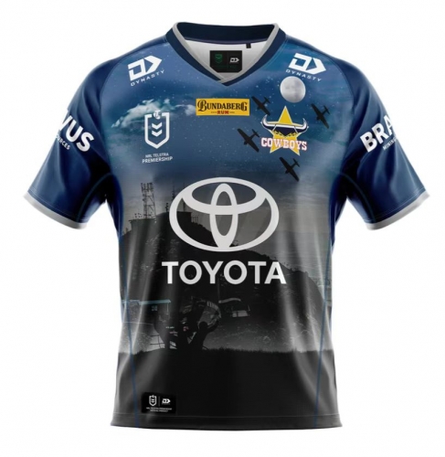 2022 Season Cowboys Blue & Black Thailand Rugby Shirts-805