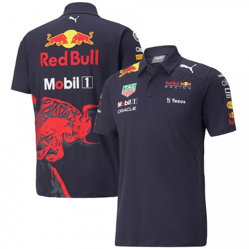 2021/22 Red Bull Royal Blue Turndown Formula One Racing Shirts-805