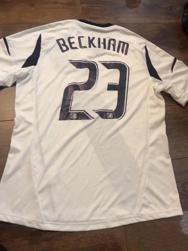 2012 Retro Version Los Angeles Galaxy Home White #23 (BECKHAM) Thailand Soccer Jersey AAA-1041