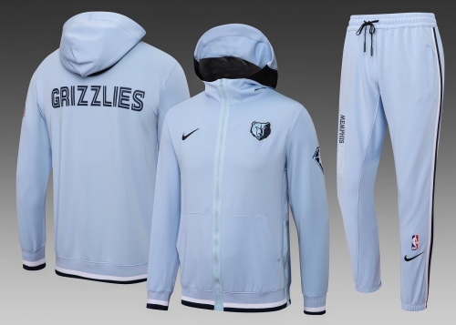 2021-2022 NBA Memphis Grizzlies Gray Soccer Jacket Uniform With Hat-815