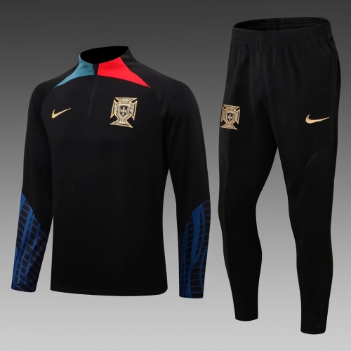 2022-23 Portugal Black Thailand Tracksuit Uniform-411