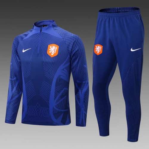 2022-23 Netherlands CaiBlue Thailand Soccer Tracksuit Uniform-411