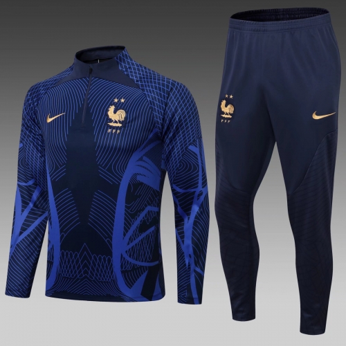 2022-23 France Purple Thailand Soccer Tracksuit Uniform-411