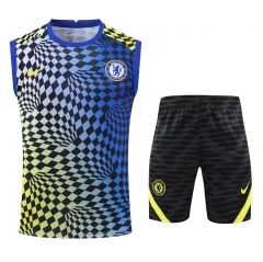 2021-22 Chelsea Blue & Yellow Training Thailand Soccer Uniform-418