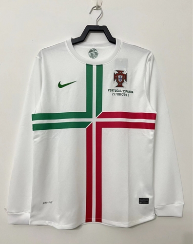 2012 Retro Version Portugal White LS Thailand Soccer Jersey AAA-503/811/710/601