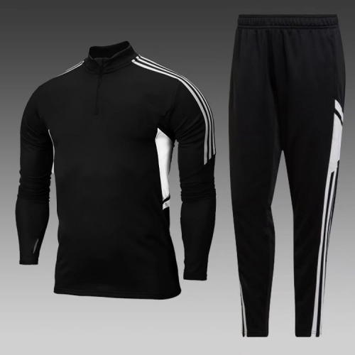 2021/22 Season Black Thailand Soccer Tracksuit Uniform-411