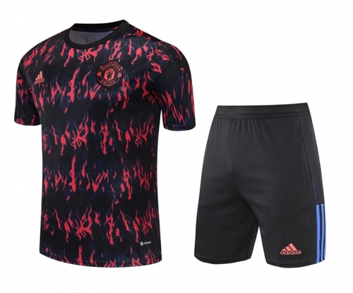 2022/23 Manchester United Pink & Black Thailand Soccer Training Uniform-418