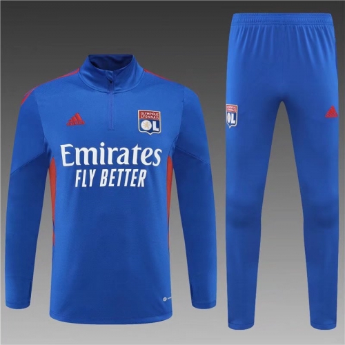 2022-23 Olympique Lyonnais CaiBlue Thailand Soccer Tracksuit Uniform-801