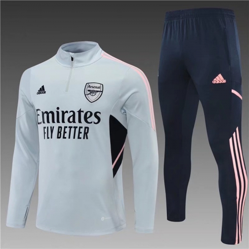 2022-23 Arsenal Gray Soccer Tracksuit Uniform-801