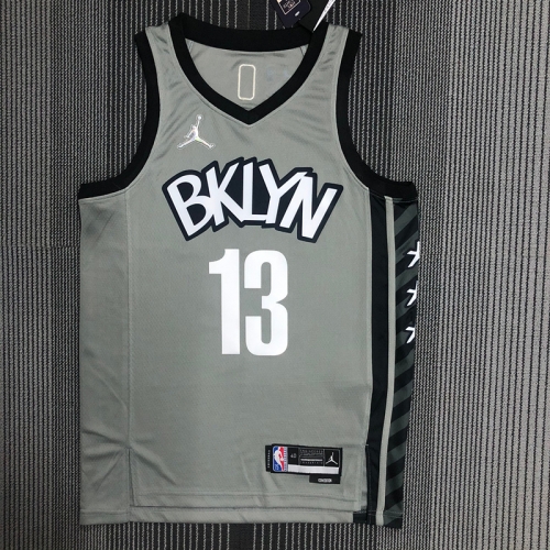 75th Anniversary Brooklyn Nets Gray #13 NBA Jersey-311