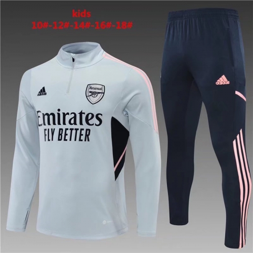 2022/23 Arsenal Light Gray Kids/Youth Soccer Tracksuit Uniform-801/GDP