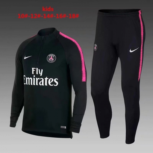 Fans Version 18-19 Paris SG Black Thailand Youth/Kids Soccer Tracksuit Uniform-801