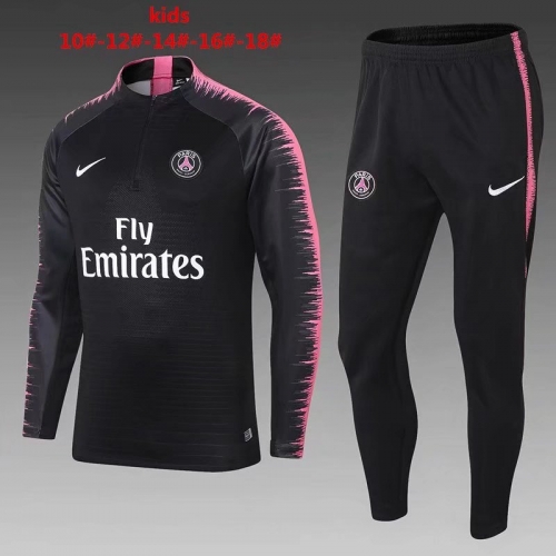 Player Version 18-19 Paris SG Black Thailand Youth/Kids Soccer Tracksuit Uniform-801