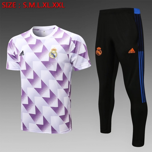 2022-23 Real Madrid Black & Purple Shorts-Sleeve Thailand Tracksuit Uniform-815
