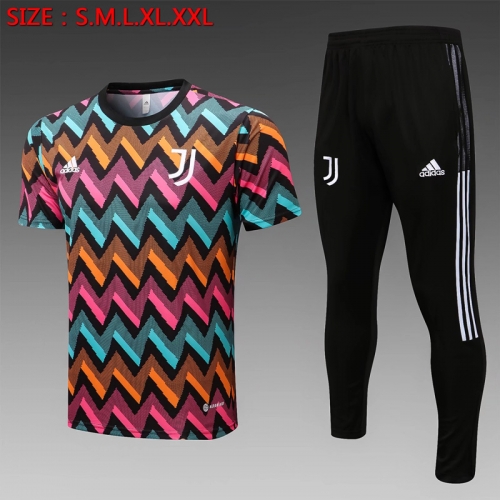 2021/2022 Juventus FC Yellow & Blue Short-Sleeve Thailand Soccer Tracksuit Uniform-815