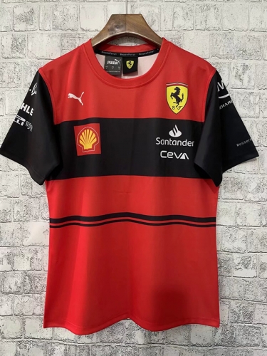 2021-2022 Ferrar Red & Black Round Collar Formula One Racing Shirts-805