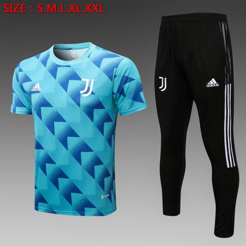 2021/2022 Juventus FC Blue Short-Sleeve Thailand Soccer Tracksuit Uniform-815