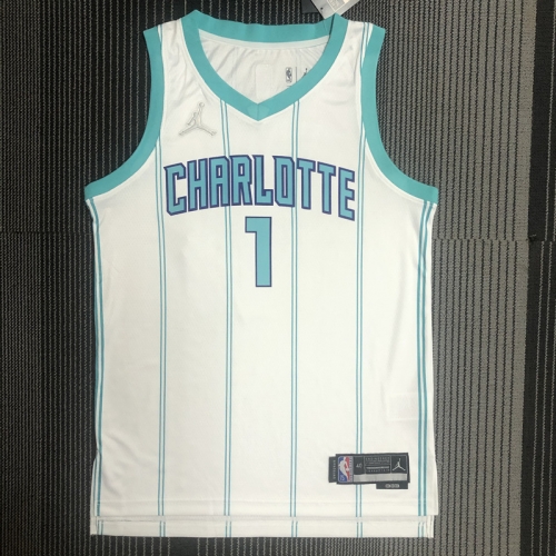 75th Commemorative Edition NBA Charlotte Hornets White #1 Jersey-311