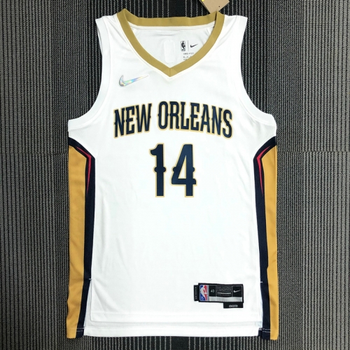 75th Commemorative Edition NBA New Orleans Pelicans White #14 Jersey-311