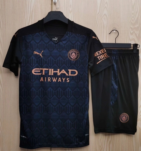 2020-2021 Manchester City 2nd Away Blue Soccer Uniform-TJ