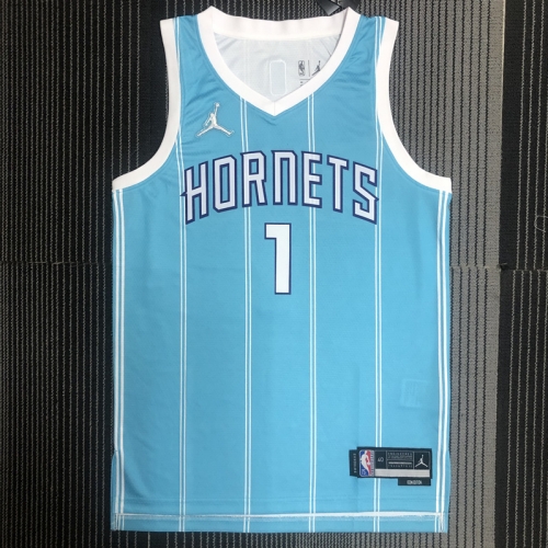 75th Commemorative Edition NBA Charlotte Hornets Blue #1 Jersey-311