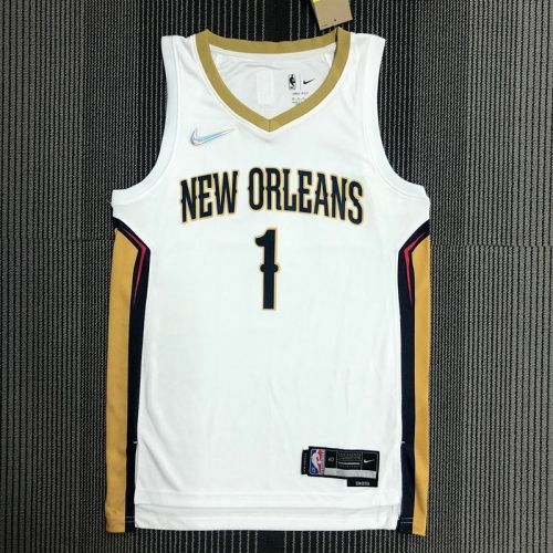 75th Commemorative Edition NBA New Orleans Pelicans White #1 Jersey-311