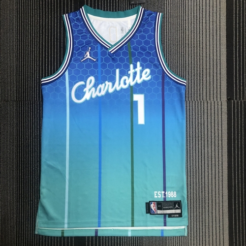 2022 City Version NBA Charlotte Hornets Blue #1 Jersey-311