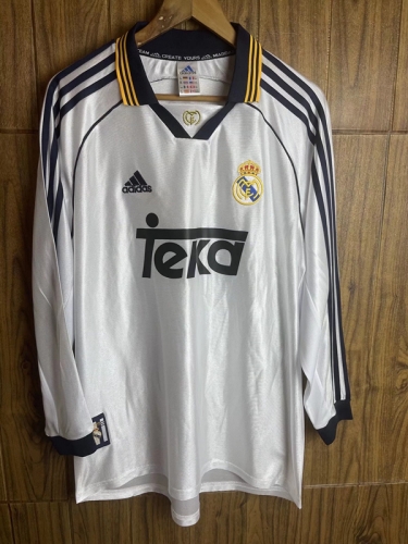 2000 Retro Version Real Madrid Home White Thailand LS Soccer Jersey AAA-601