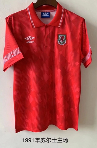 1991 Retro Version Wales Home Red Thailand Soccer Jersey AAA-709