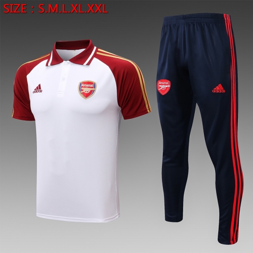 2021/22 Arsenal White Thailand Polo Uniform-815