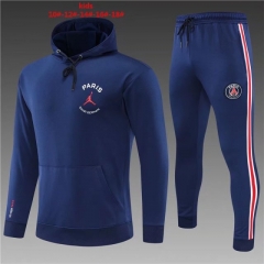 2021-22 Paris SG Blue Thailand Youth/Kids Printing Soccer Tracksuit Uniform With Hat-801