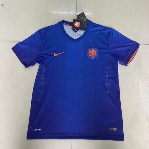 2014 World Cup Retro Word Cup Version Netherlands Away Blue Thailand Soccer Jersey AAA-407