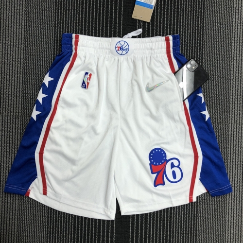 75th NBA Philadelphia 76ers White Shorts-311