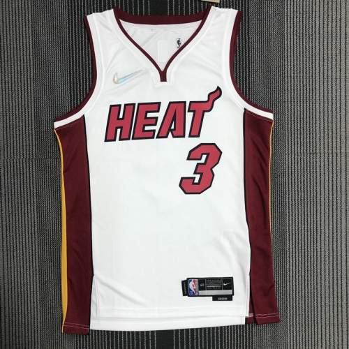 75th Commemorative NBA Miami Heat White  #3 Jersey-311